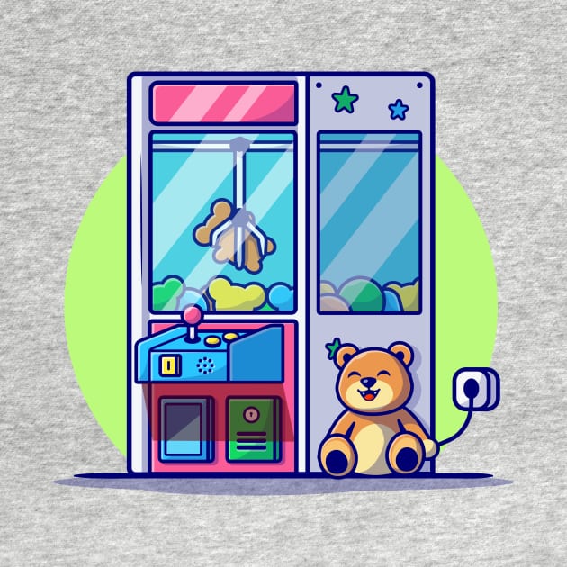 Claw Machine with Cute Teddy Bear Cartoon Vector Icon Illustration by Catalyst Labs